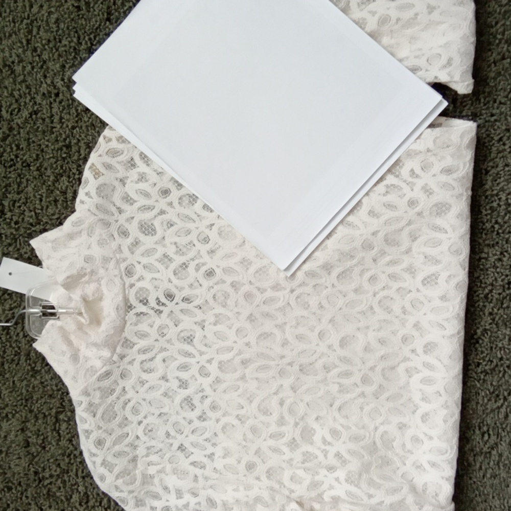 NWT! LOFT Whisper WhiteLace Long Sleeve Top - Picture 9 of 9